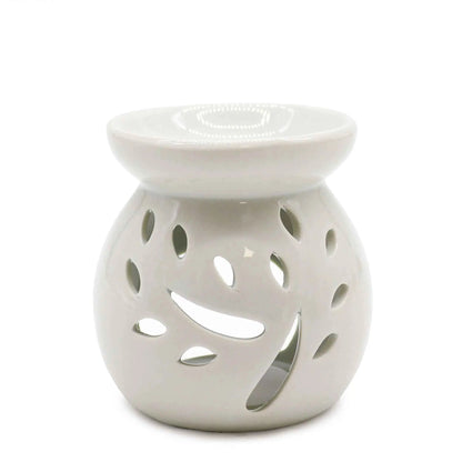 Sm Classic White Oil Burner with Tree Cut-out Design - Everyday Bargainz