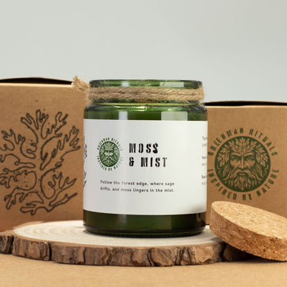 Woodwick Soy Candle - Greenman Moss & Mist: Immerse Yourself in Nature's Serenity