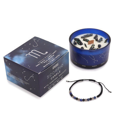 Transform with the Scorpio Zodiac Crystal Candle and Gemstone Bracelet