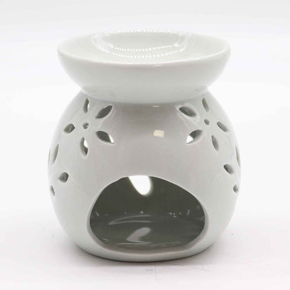Lrg Classic White Oil Burner - Tree Cut-out Design for Aromatic Relaxation - Everyday Bargainz