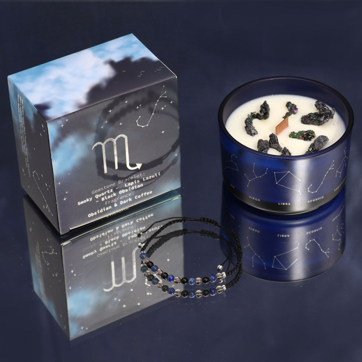 Transform with the Scorpio Zodiac Crystal Candle and Gemstone Bracelet