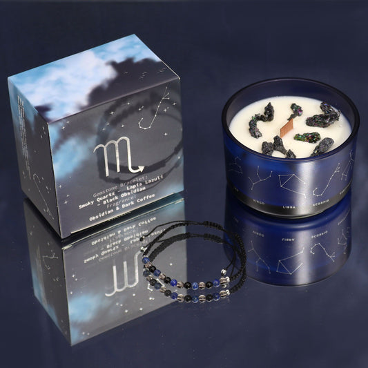 Transform with the Scorpio Zodiac Crystal Candle and Gemstone Bracelet