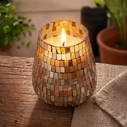 AW Dropship UK Tall Glass Jar Candles - Amber Mosaic - Glass Jar Candles
