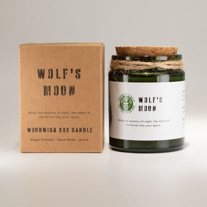 Experience Serenity with the Greenman Woodwick Soy Candle - Wolf's Moon