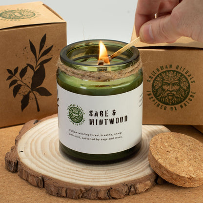 Woodwick Soy Candle - Greenman Moss & Mist: Immerse Yourself in Nature's Serenity