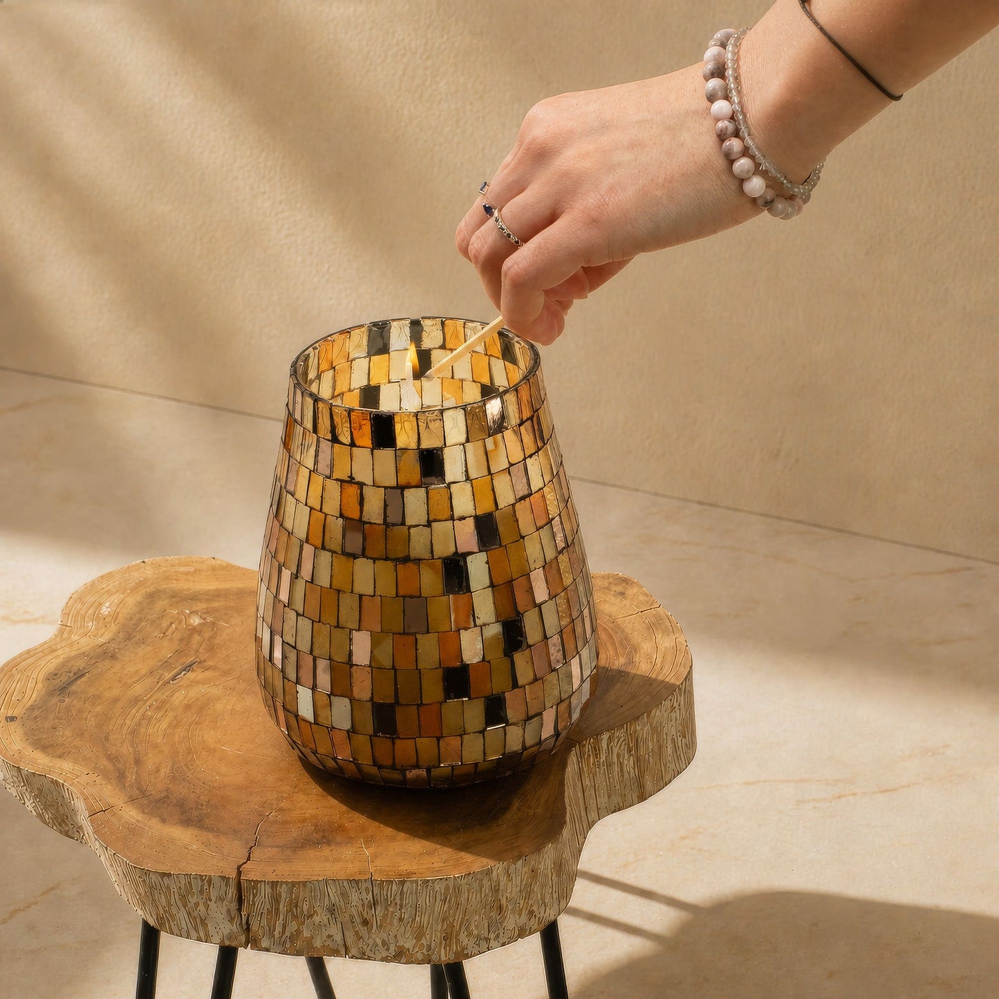 AW Dropship UK Tall Glass Jar Candles - Amber Mosaic - Glass Jar Candles