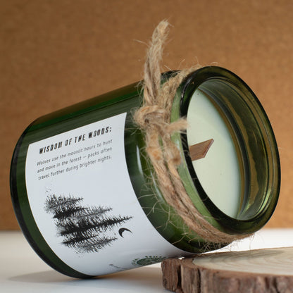 Experience Serenity with the Greenman Woodwick Soy Candle - Wolf's Moon