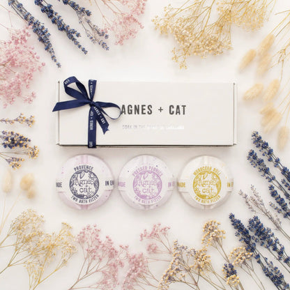 Agnes + Cat Bath Fizzer Gift Set Provence Pressed Peonies Moroccan Roll - Everyday Bargainz
