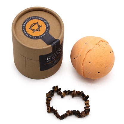 Ancient Wisdom Tiger Eye Gemstone Bracelet Bath Bomb Orange Mandarin - Everyday Bargainz