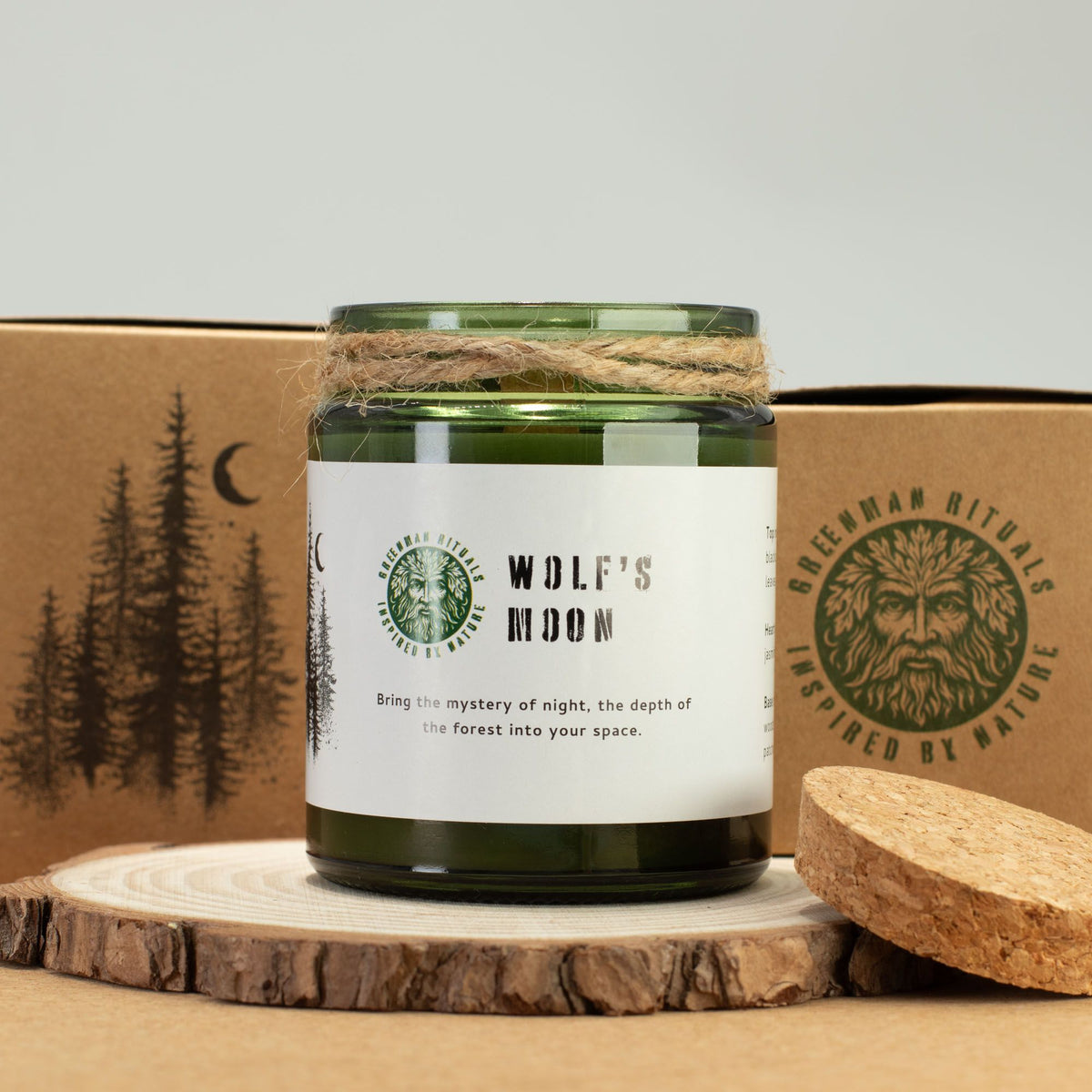 Experience Serenity with the Greenman Woodwick Soy Candle - Wolf's Moon
