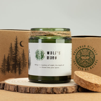 Experience Serenity with the Greenman Woodwick Soy Candle - Wolf's Moon