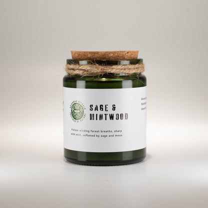 Sage & Mintwood Candle - Grounding Greenman Woodwick Soy Candle