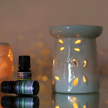 Classic White Oil Burner - Dragonfly Design for Aromatherapy - Everyday Bargainz