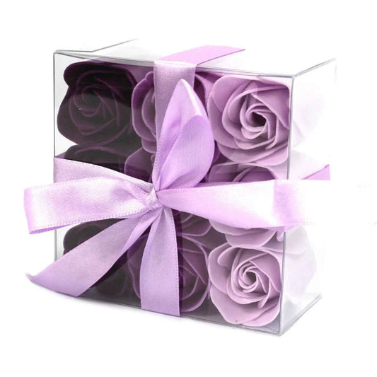 AW Dropship UK Set of 9 Soap Flower - Lavender Roses - Luxury Soap Flowers
