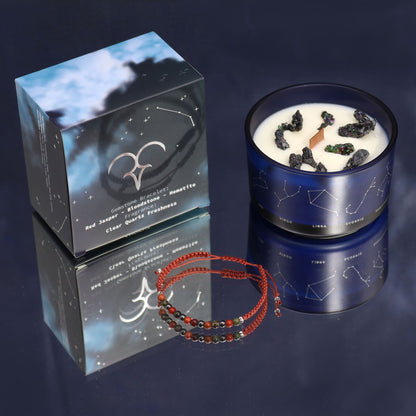 Illuminate Your Spirit with the Zodiac Crystal Candle and Gemstone Bracelet – Aries