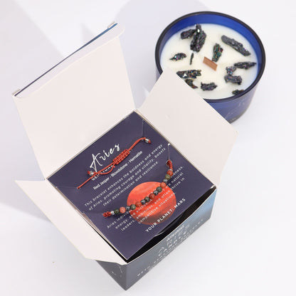 Illuminate Your Spirit with the Zodiac Crystal Candle and Gemstone Bracelet – Aries