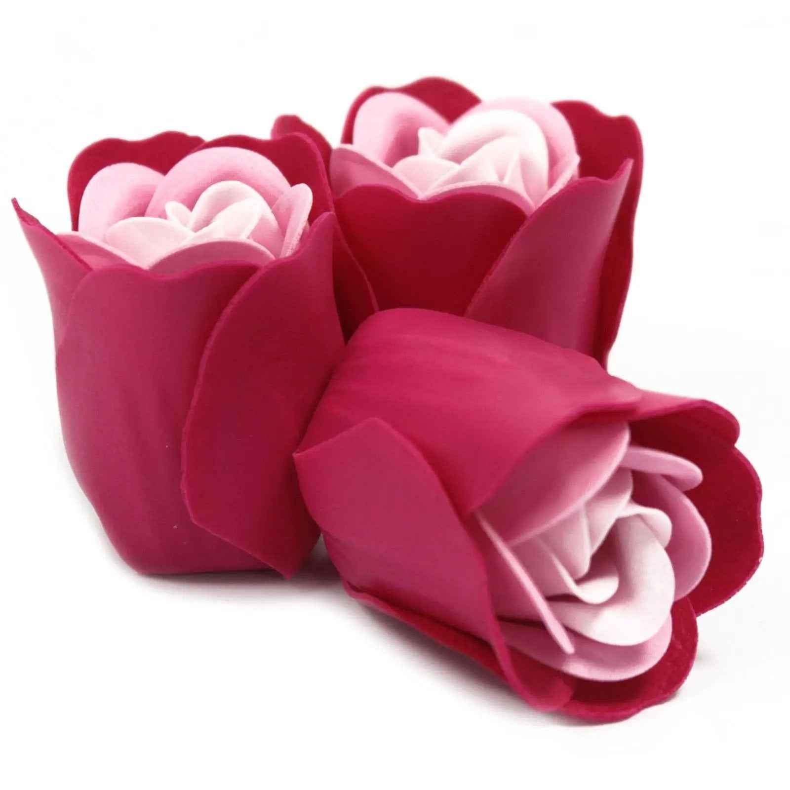 AW Dropship UK Set of 3 Soap Flower Heart Box - Pink Roses - Luxury Soap Flowers