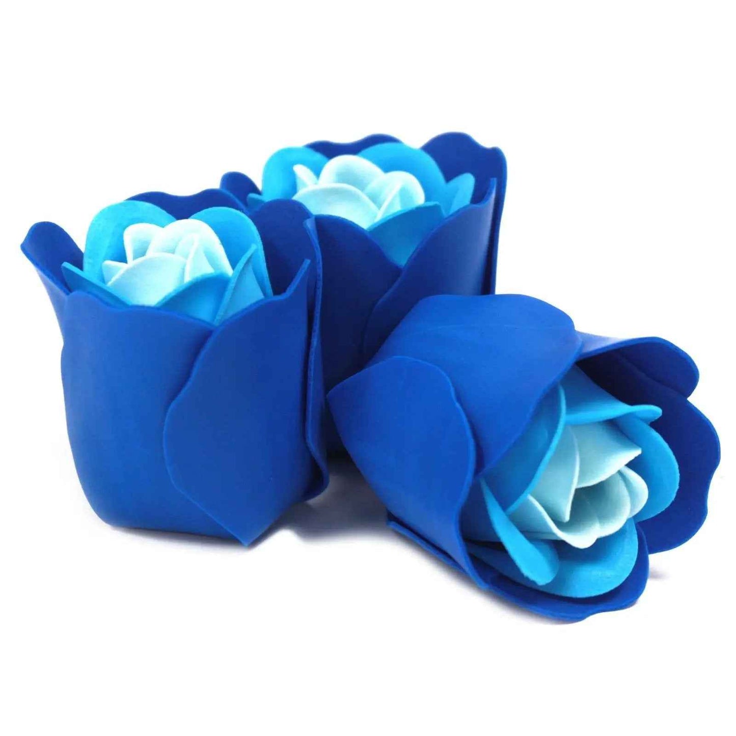 AW Dropship UK Set of 3 Soap Flower Heart Box - Blue Wedding Roses - Luxury Soap Flowers