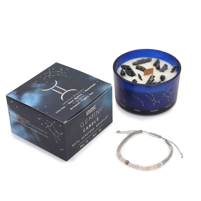 Elevate Your Spirit with the Zodiac Crystal Candle & Gemstone Bracelet - Gemini