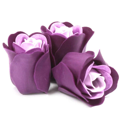 AW Dropship UK Set of 3 Soap Flower Heart Box - Lavender Roses - Luxury Soap Flowers