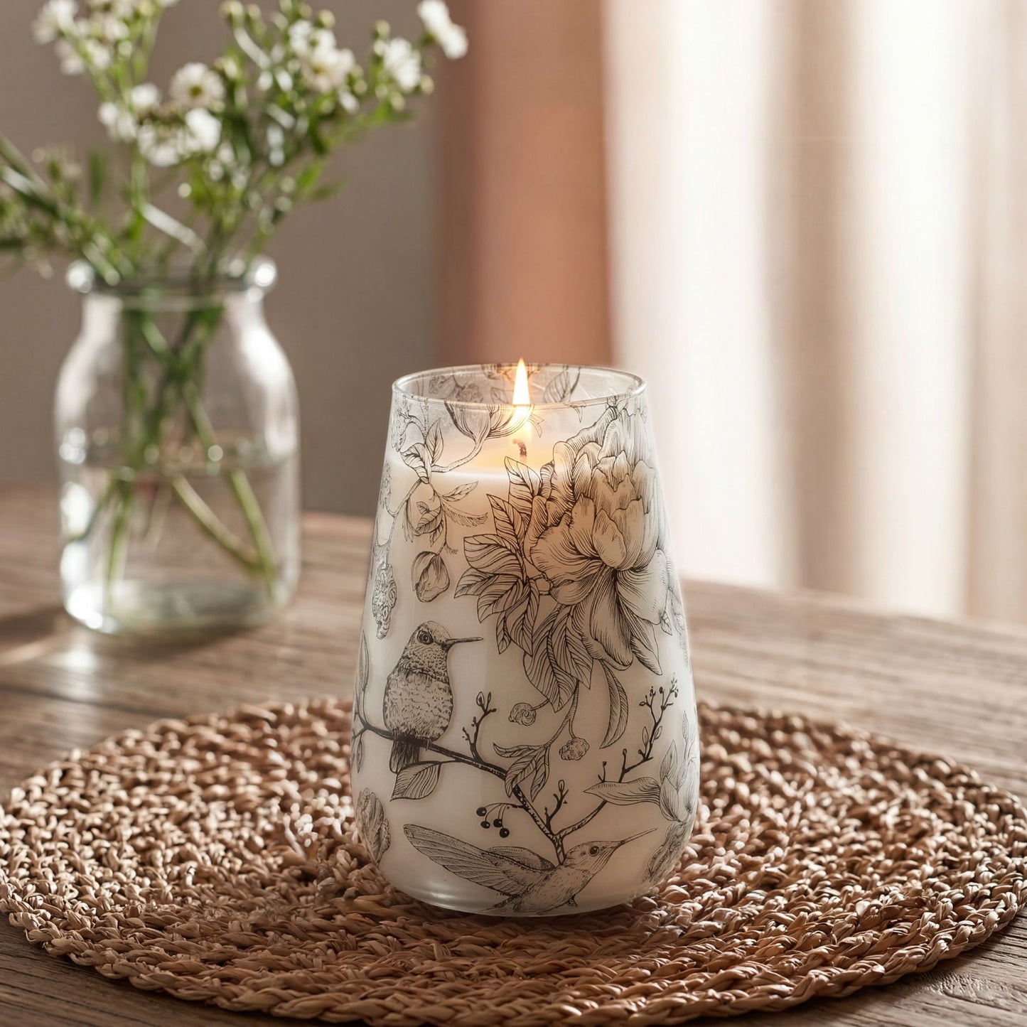 AW Dropship UK Tall Glass Jar Candles - Drawn by Flame - Glass Jar Candles