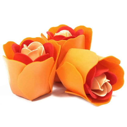 AW Dropship UK Set of 3 Soap Flower Heart Box - Peach Roses - Luxury Soap Flowers