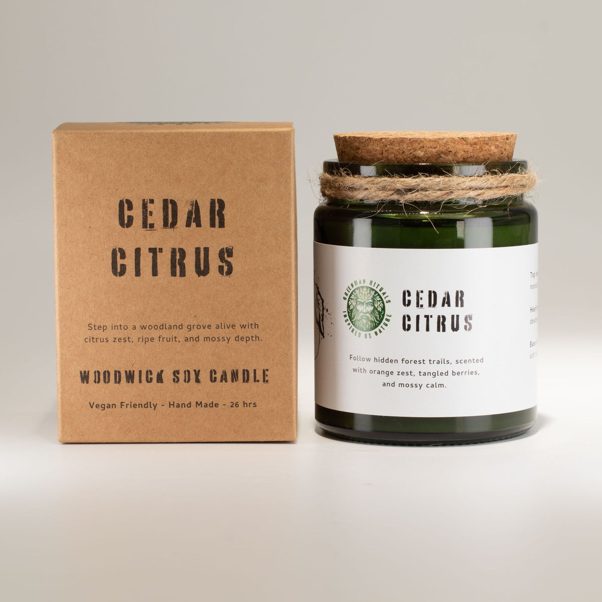 Natural Soy Woodwick Candle - Invigorating Cedar Citrus Blend for Home Ambience