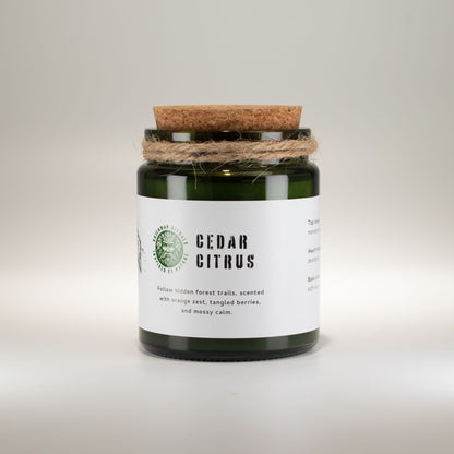 Natural Soy Woodwick Candle - Invigorating Cedar Citrus Blend for Home Ambience