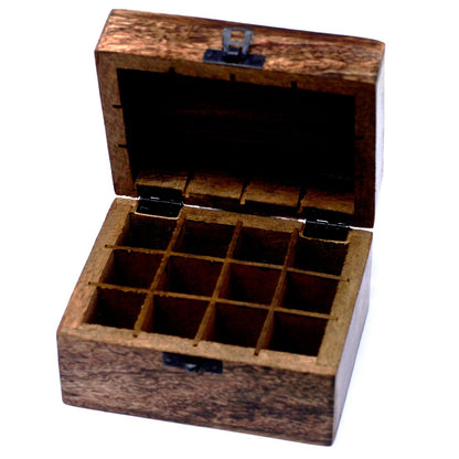 Mango Wood Aromatherapy Box - Stylish Storage for 12 Essential Oils