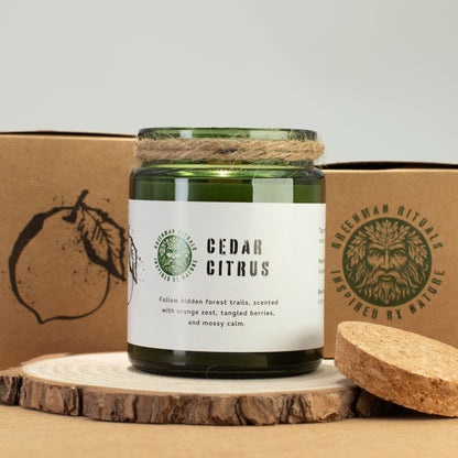 Natural Soy Woodwick Candle - Invigorating Cedar Citrus Blend for Home Ambience
