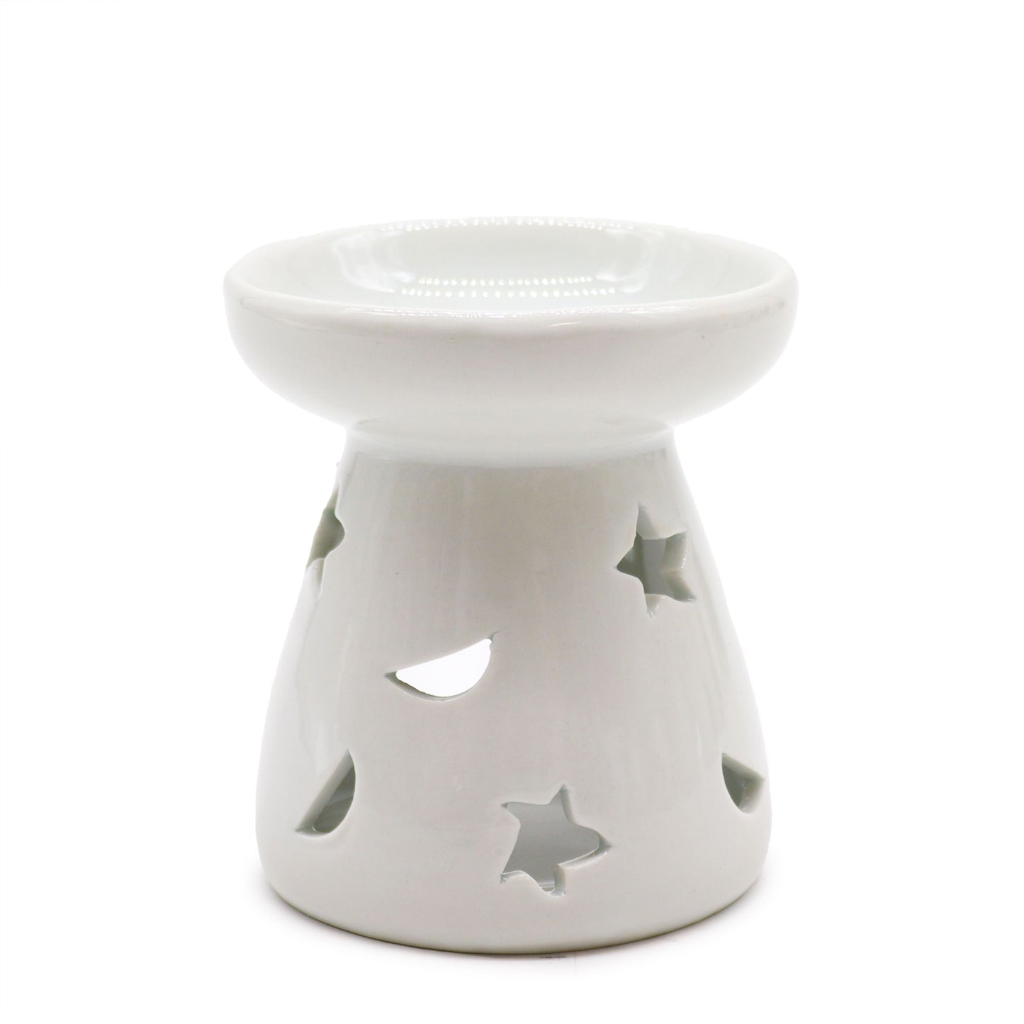 Sm Classic White Oil Burner - Moon & Star | Elegant Classic White Oil Burner for Aromatherapy