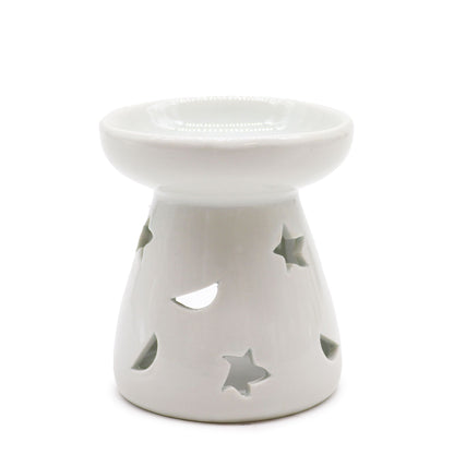 Sm Classic White Oil Burner - Moon & Star | Elegant Classic White Oil Burner for Aromatherapy - Everyday Bargainz