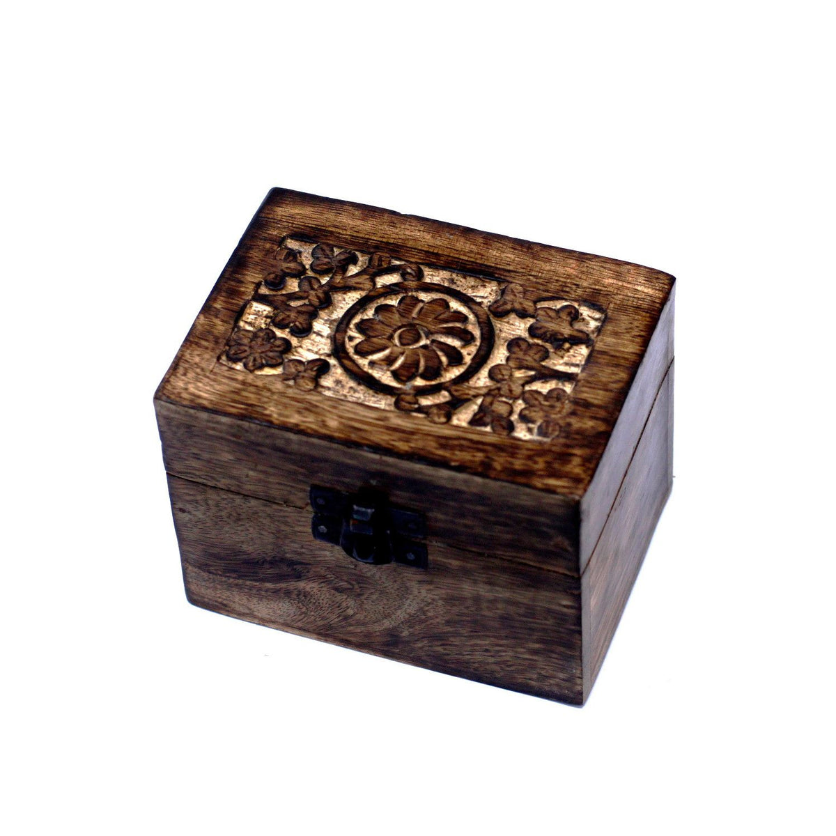 Mango Wood Aromatherapy Box - Stylish Floral Design for Essential Oils Storage Holds 6