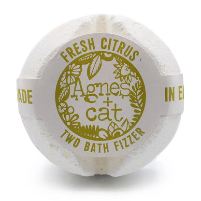 Agnes and Cat Two Bath Fizzers Fresh Citrus UK Handmade - Everyday Bargainz
