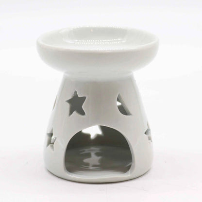 Sm Classic White Oil Burner - Moon & Star | Elegant Classic White Oil Burner for Aromatherapy - Everyday Bargainz