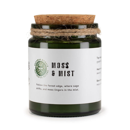 Woodwick Soy Candle - Greenman Moss & Mist: Immerse Yourself in Nature's Serenity