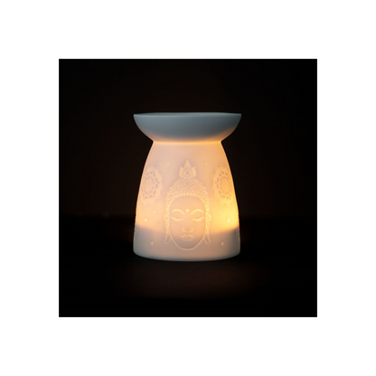 N/A White Ceramic Buddha Face Oil Burner and Wax Warmer -