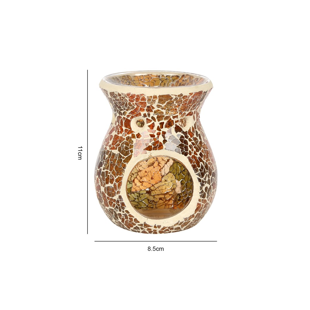 N/A Small Brown Crackle Oil Burner and Wax Warmer -