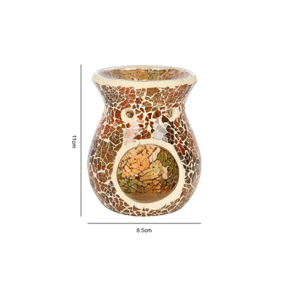 N/A Small Brown Crackle Oil Burner and Wax Warmer -