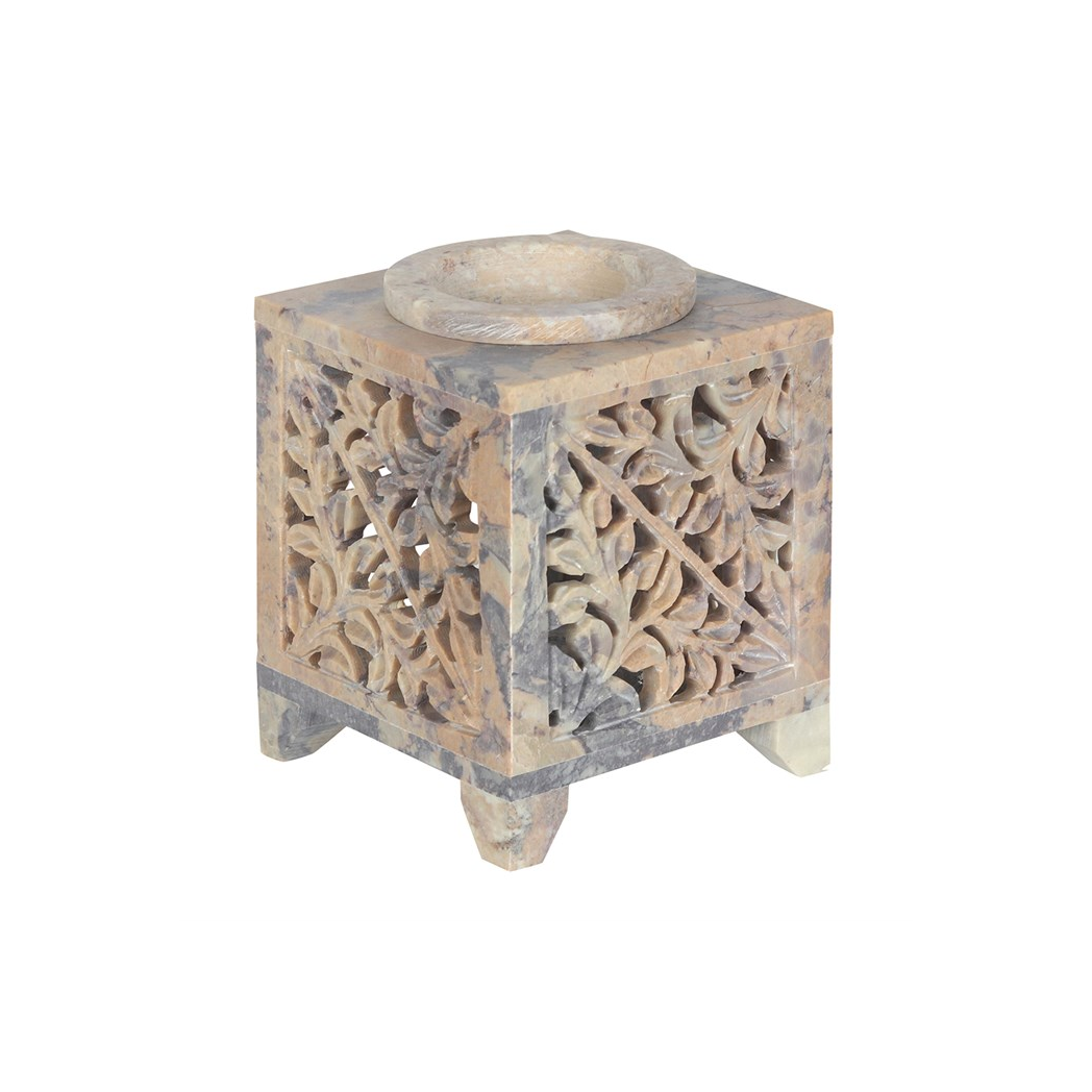 N/A Moroccan Arch Cutout Soapstone Oil Burner -