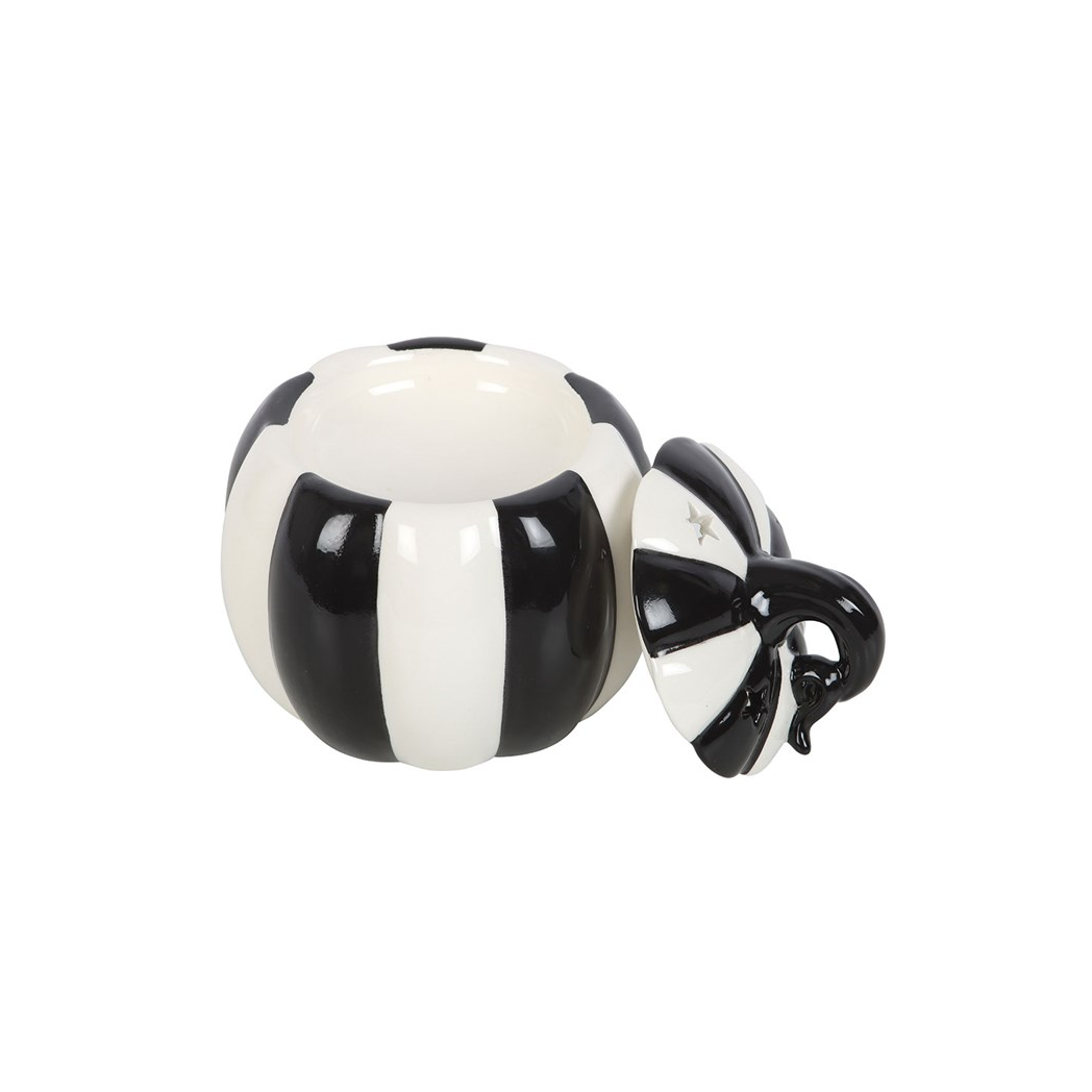 N/A Black and White Striped Pumpkin Oil Burner -