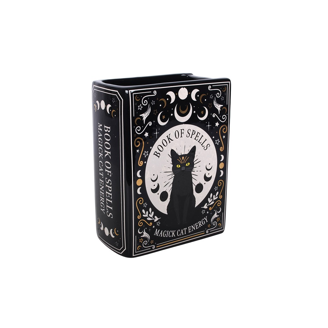 Enchant Your Space with the Black Cat Magick Book Vase