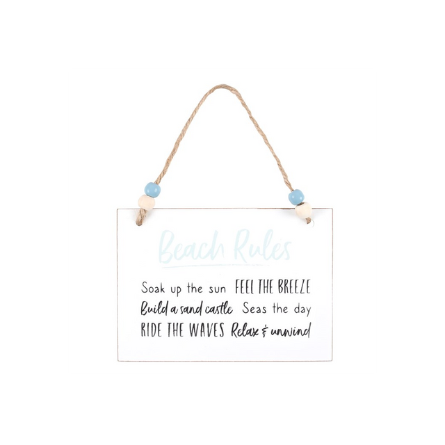Beach Rules Hanging Sign