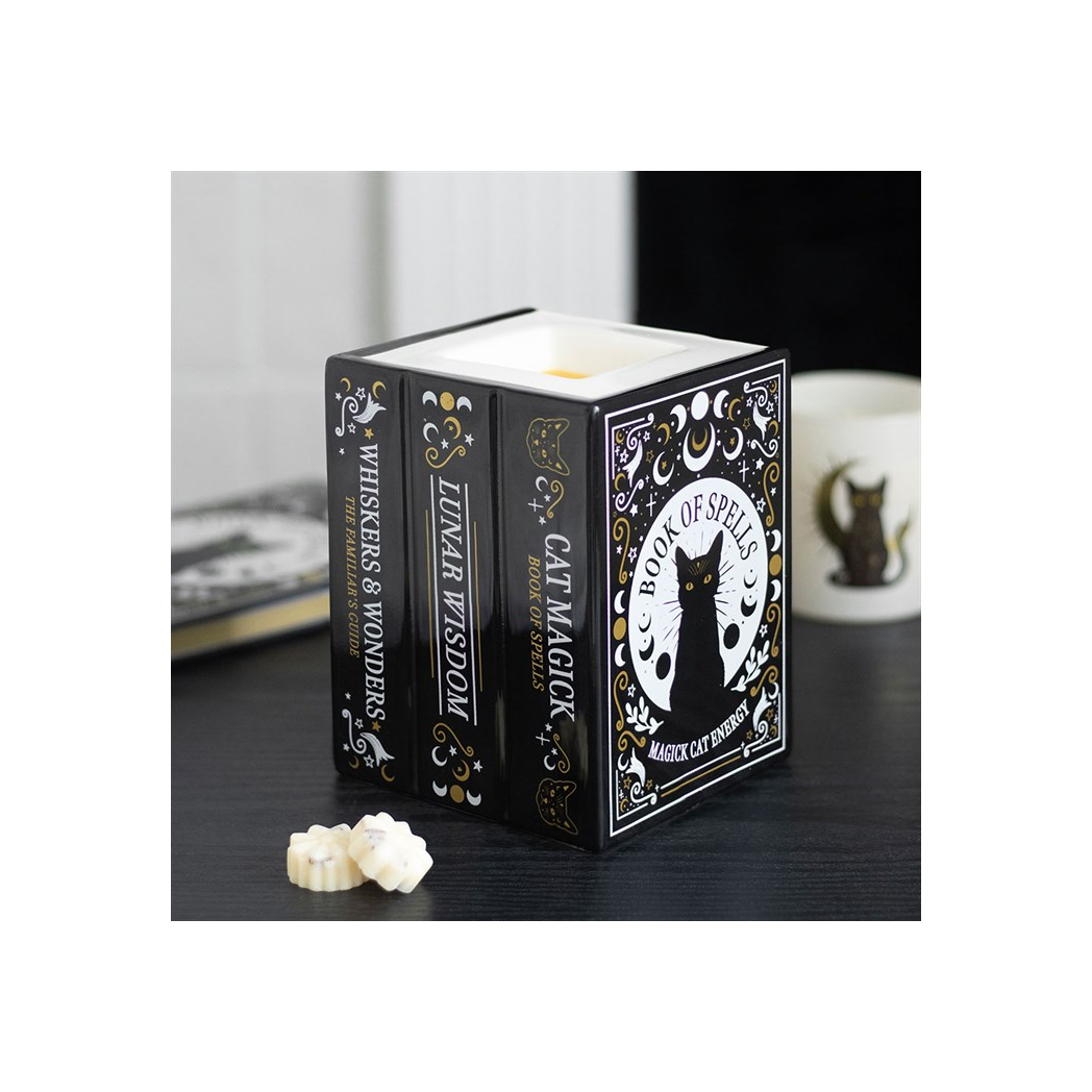 N/A Black Cat Book of Spells Oil Burner and Wax Warmer -