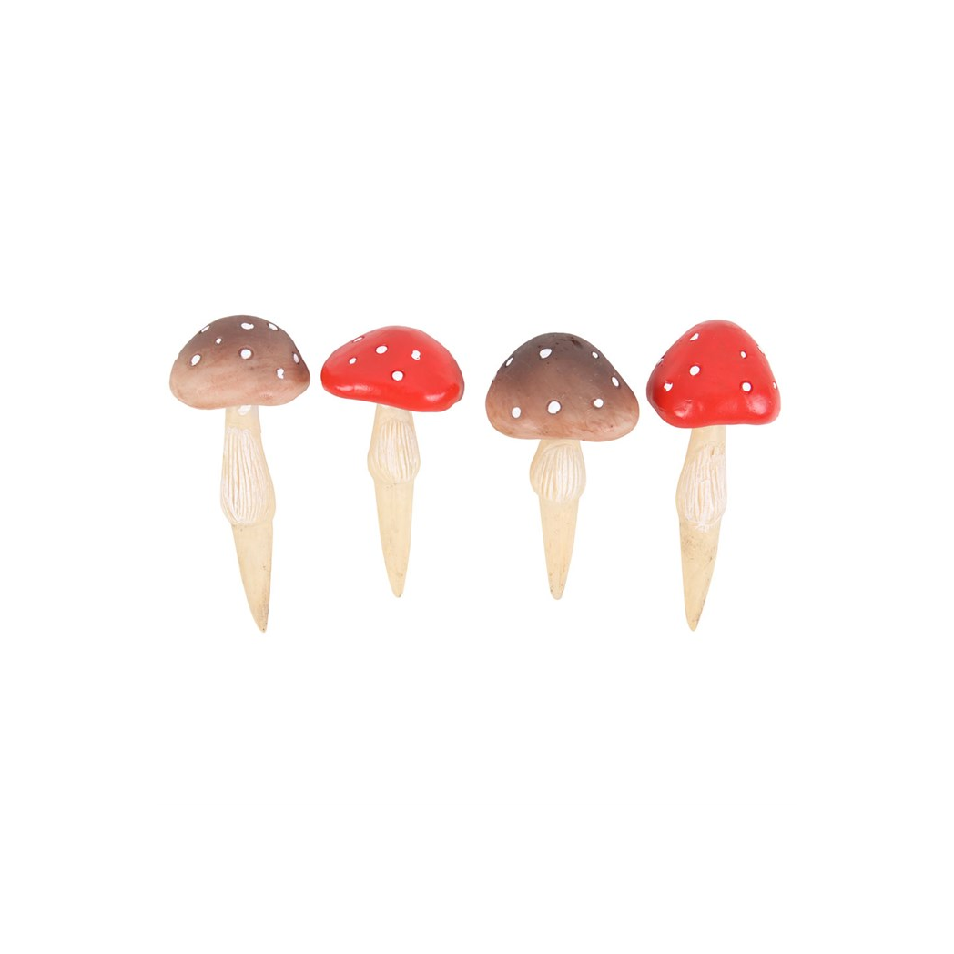 Mini Mushroom Plant Pot Decorations – Set of 4 Toadstool Pals