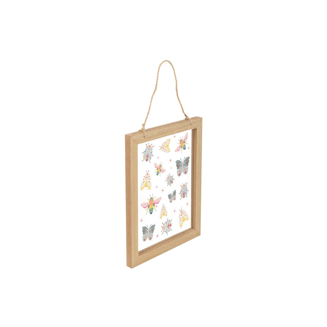 Floral Bug Print Glass Wall Hanging for Nature-Inspired Decor