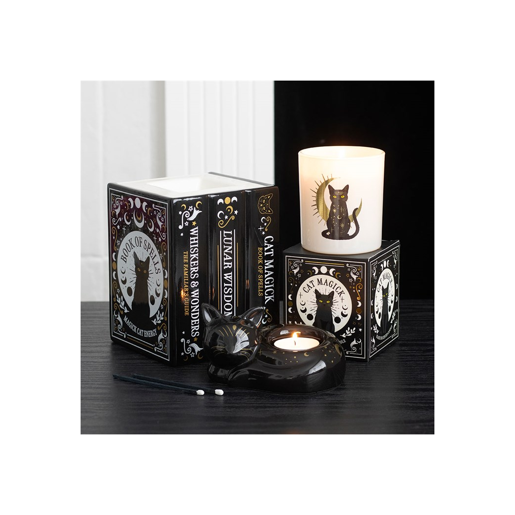 N/A Black Cat Book of Spells Oil Burner and Wax Warmer -