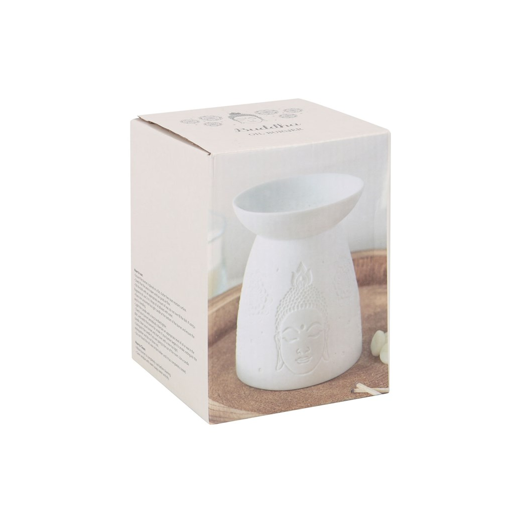 N/A White Ceramic Buddha Face Oil Burner and Wax Warmer -