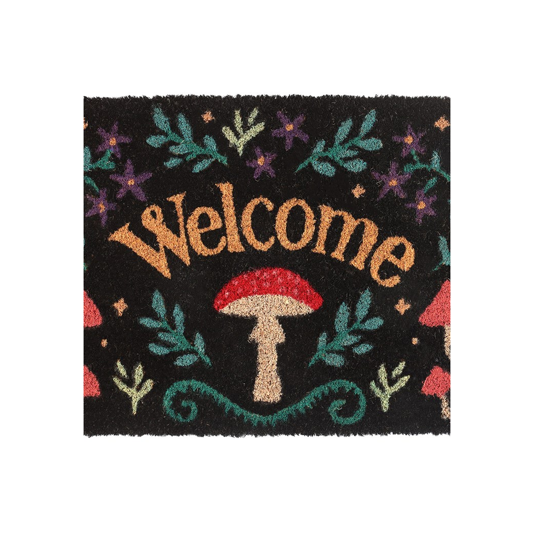 Enchant Your Home with the Black Mushroom Welcome Doormat