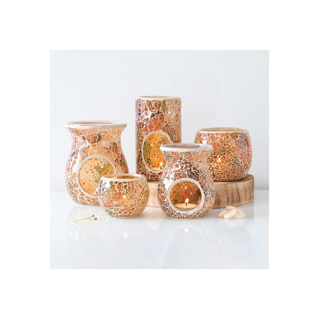 N/A Pillar Brown Crackle Oil Burner and Wax Warmer -